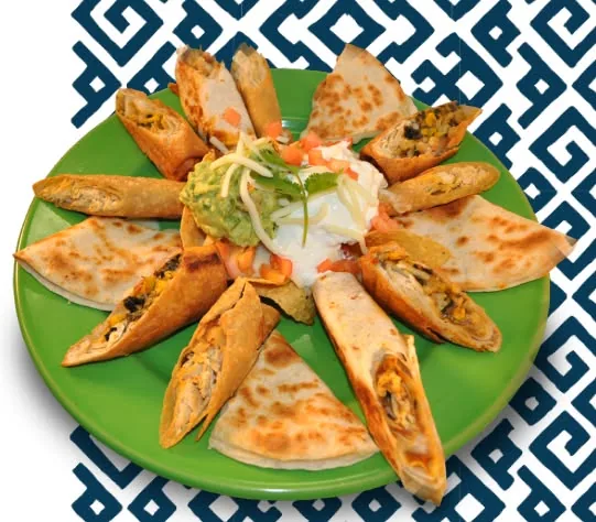 Quesadilla and flautas appetizer sampler at Taqueria El Tapatio