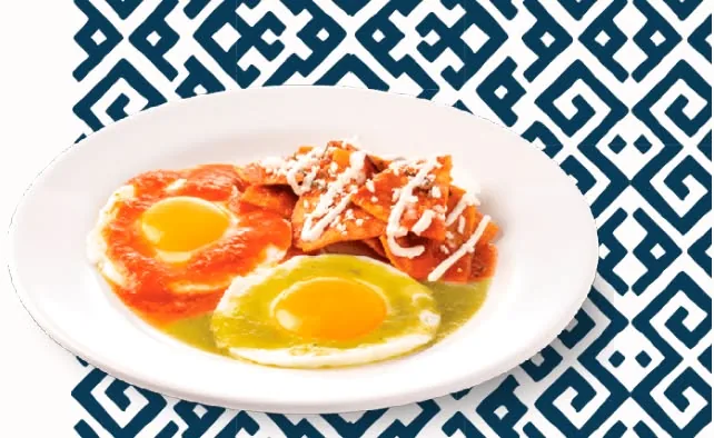 Chilaquiles breakfast plate with eggs at Taqueria El Tapatio